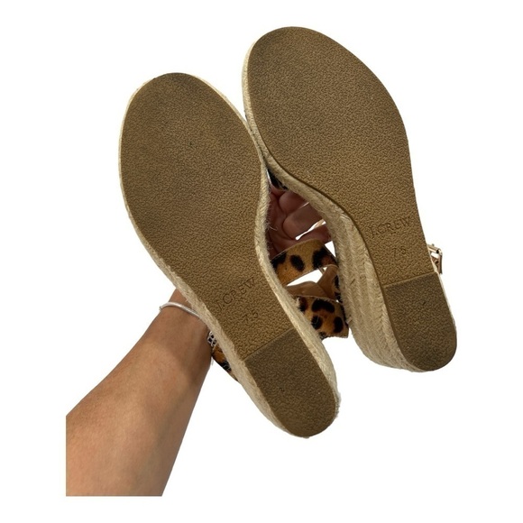 J. Crew Calf Hair Espadrille Wedge Sandals Shoes Leopard Print size 7.5 - Picture 7 of 12